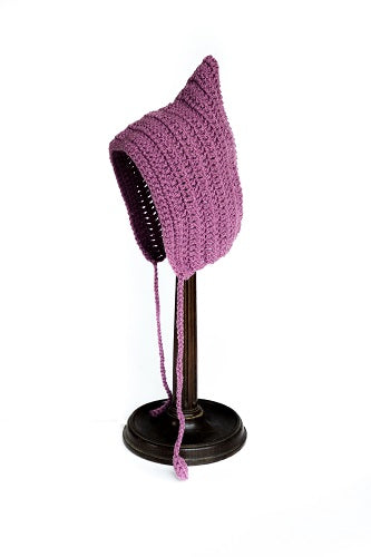 purple knitted bonnet winter baby hat
