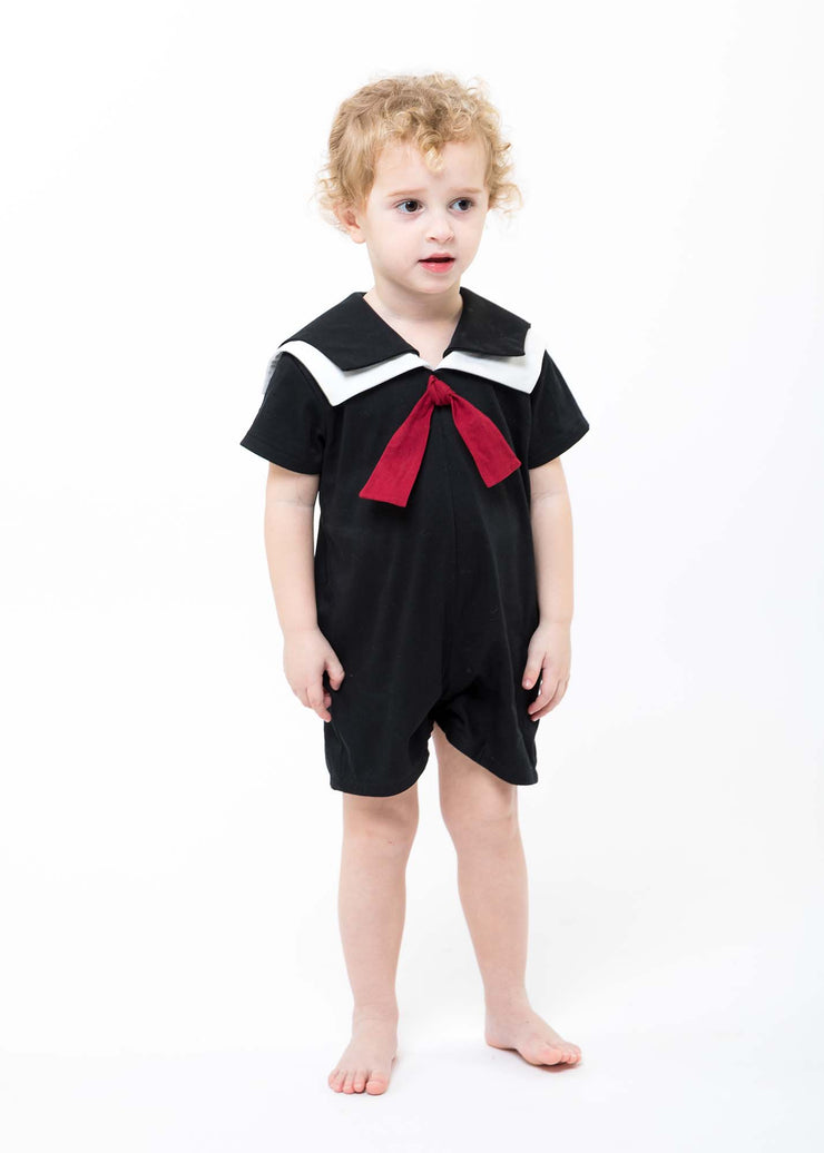 Black and White Baby Sailor Romper - "Issac"