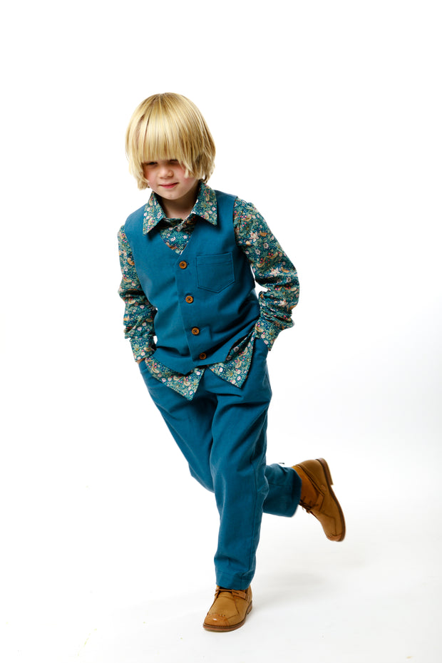 Boys Linen Trouser and Waistcoat Suit