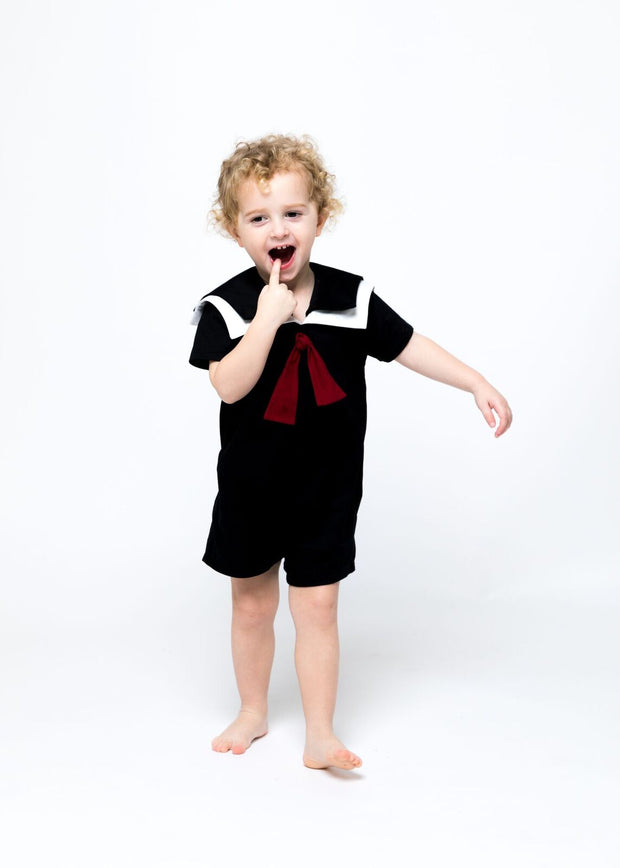 Black and White Baby Sailor Romper - "Issac"