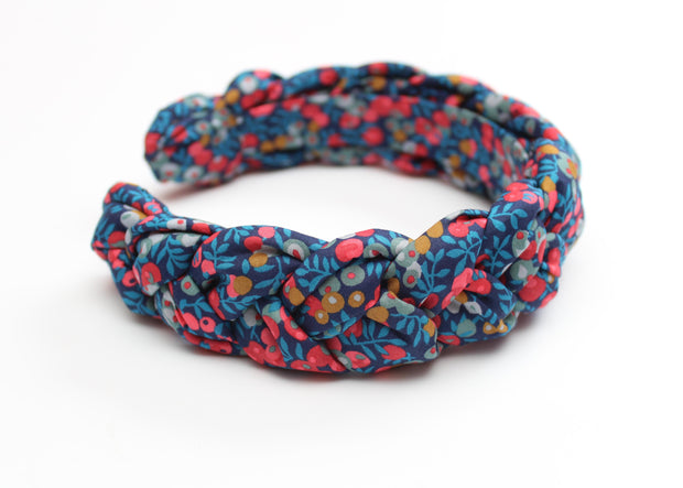 Braided padded Alice Band made in Liberty Print Fabric