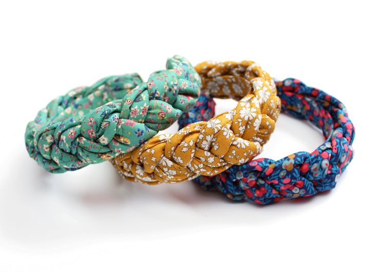 Braided padded Alice Band made in Liberty Print Fabric