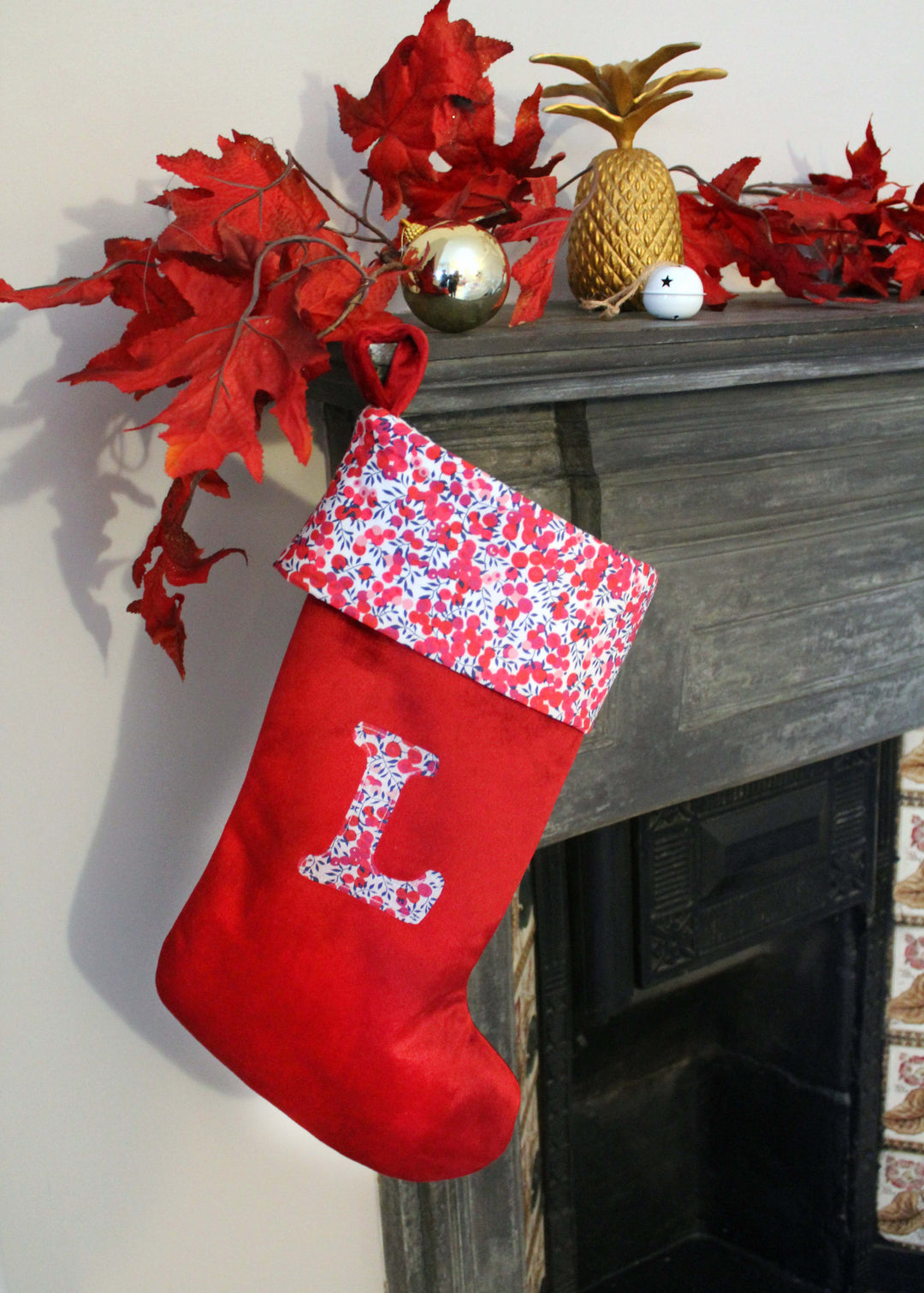 Betsy Star Liberty of London Christmas Stockings, Luxury Christmas popular Stockings, Velvet Cuffed Christmas Stockings