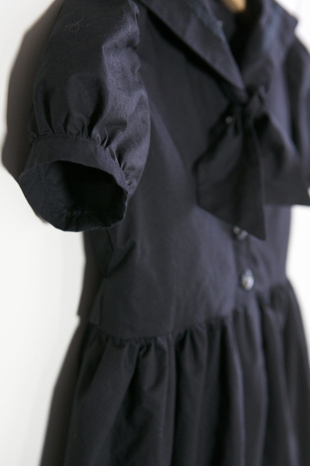 Black Cotton Gothic Sailor Dress - "Katherine"