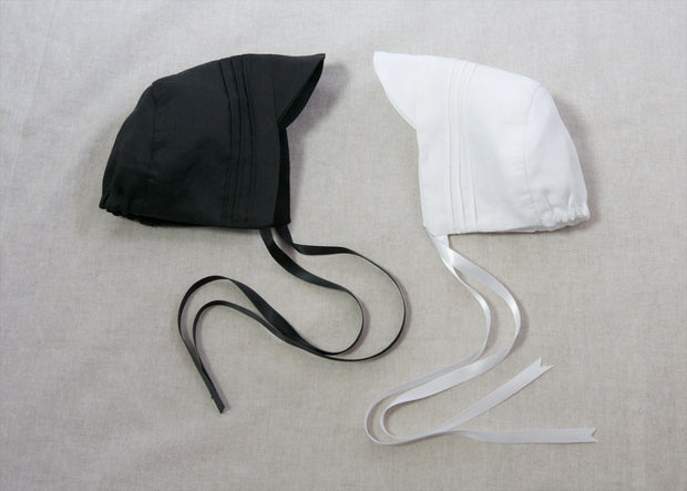 Black Linen Gothic Baby Bonnet - "Elliott"