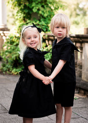 gothic flower girl and page boy suit black