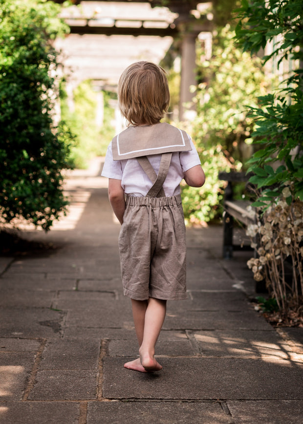 linen sailor suit beige suit for toddler baby boys