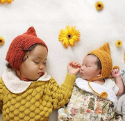 mustard red baby warm bonnet girls and boys