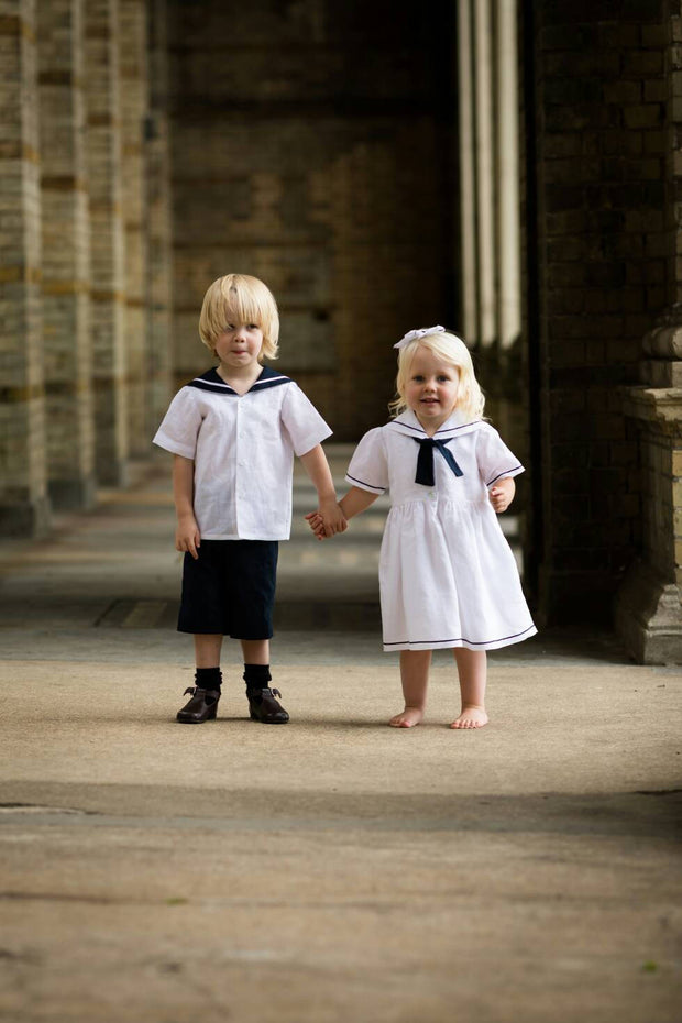 linen sailor suit and sailor dress christening