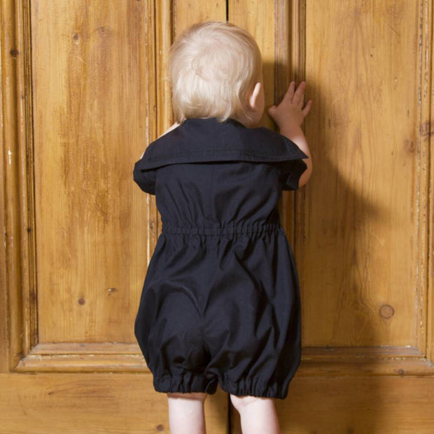 Black gothic baby sailor romper