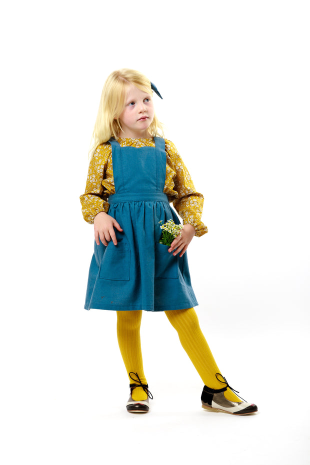 Blue Linen Girls Pinafore "Isabel"