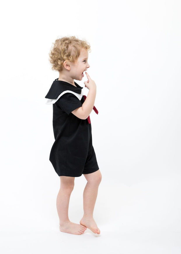 Black and White Baby Sailor Romper - "Issac"