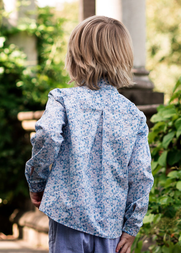 liberty print boys shirt back view